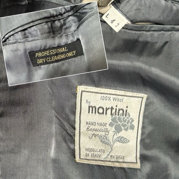 Vintage Italian Wool Double-Breasted Overcoat Gray 42L Long READ Grunge Academia - Picture 11 of 16